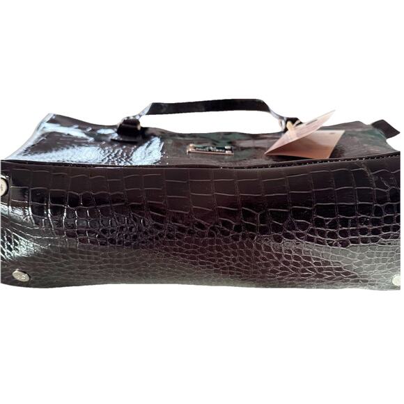 JM New York Luxury Tote Dark Brown Croc Pattern Lap Top Safe Large 16x12x5.5 New - Picture 6 of 10